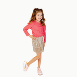 Long Sleeve Puff Sleeve Tee in Red & White Heart Stripe