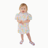 Ruffle Collar Dress in Rainbow Doodle
