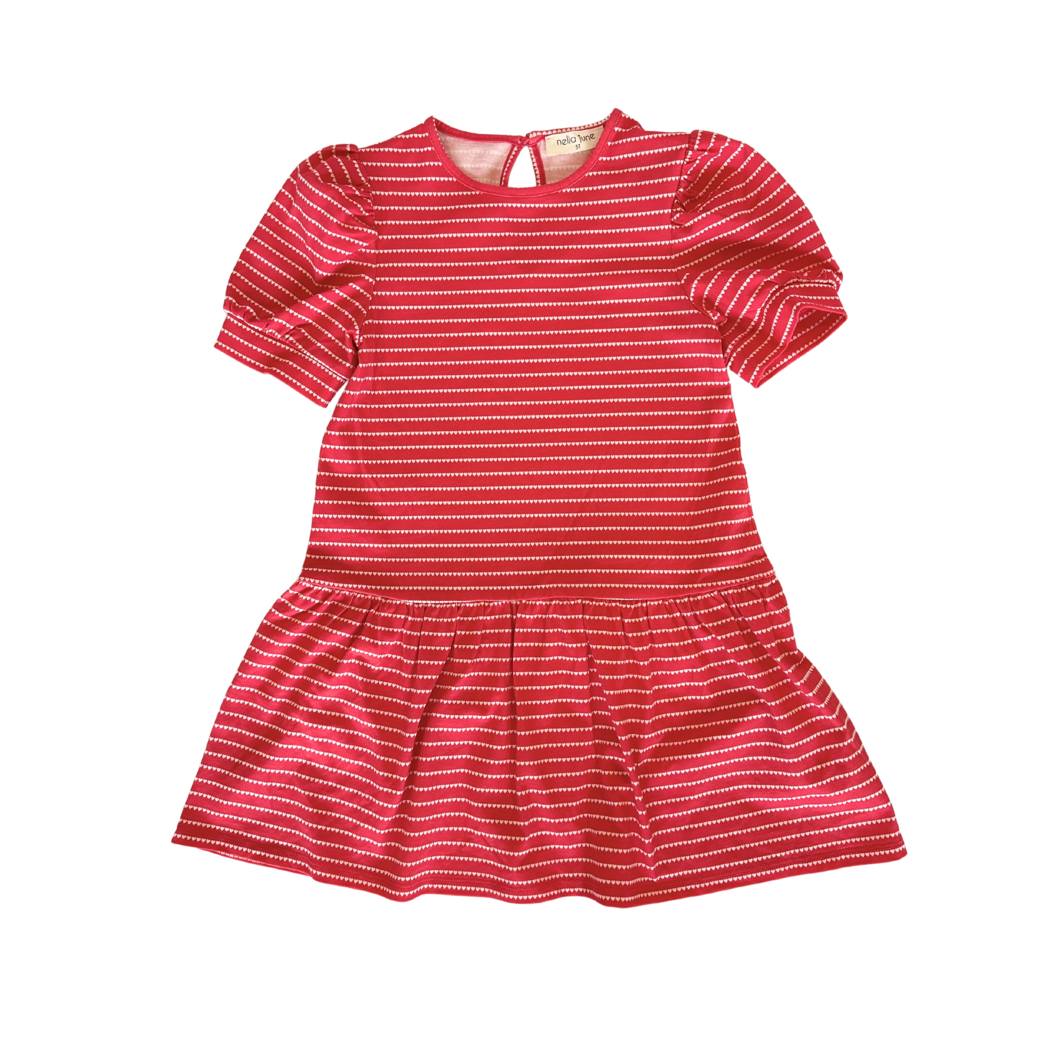 Puff Sleeve Tennis Dress in Red & White Heart Stripe Puff Sleeve Tennis Dress in Red & White Heart Stripe