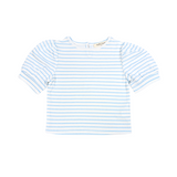 puff sleeve tee, knit, blue heart stripes