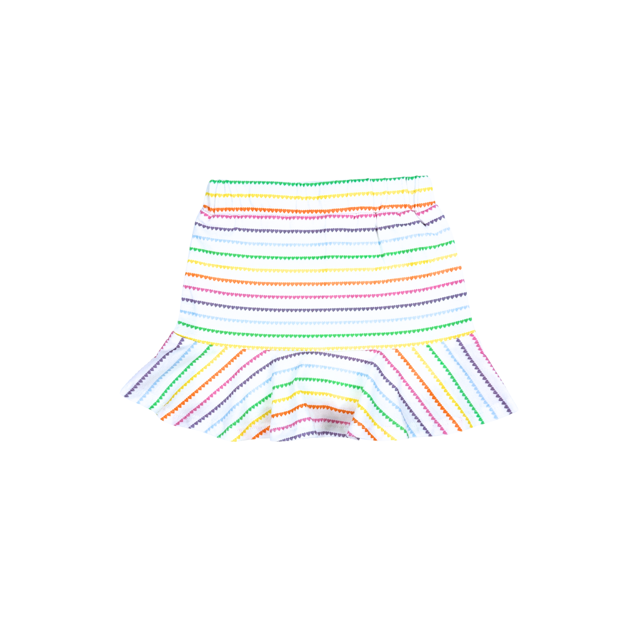 tennis skirt, knit, rainbow heart stripes