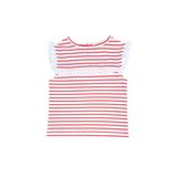 eyelet lace tank, knit, red heart stripes
