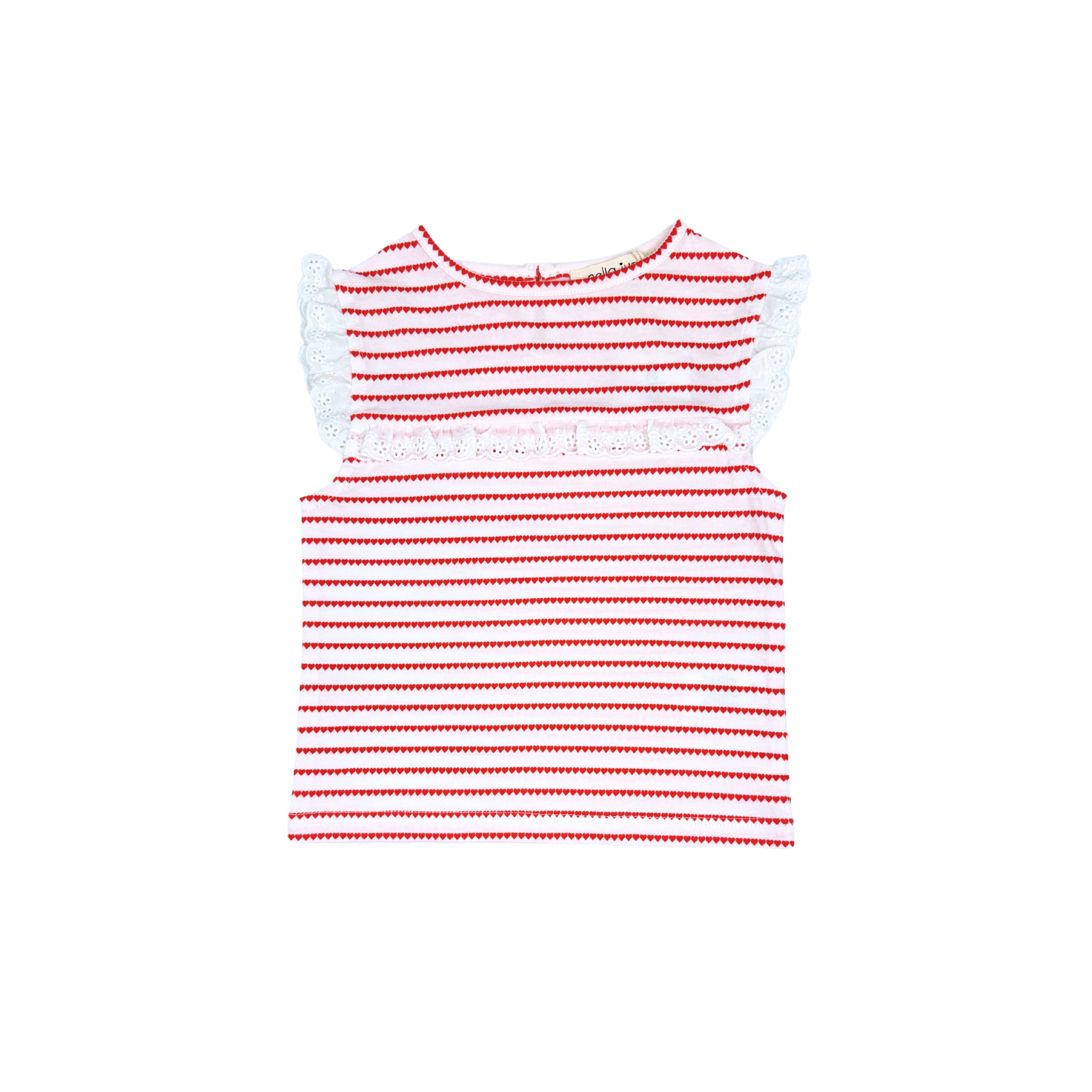 eyelet lace tank, knit, red heart stripes