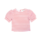 puff sleeve tee, knit, red heart stripes