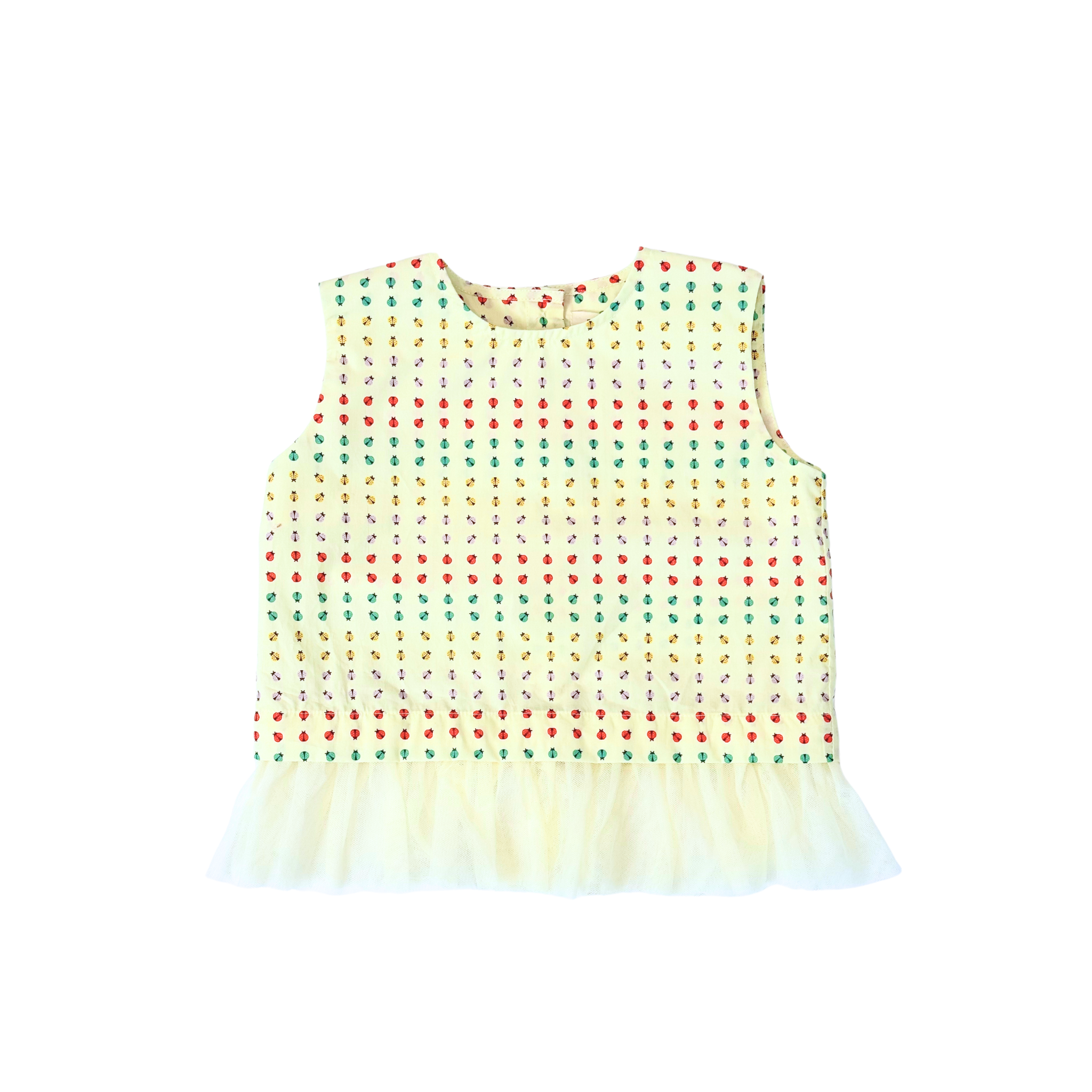 convertible top, tulle, ladybug print