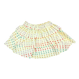 triple ruffle skirt, ladybug print