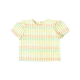 puff sleeve blouse, ladybug print