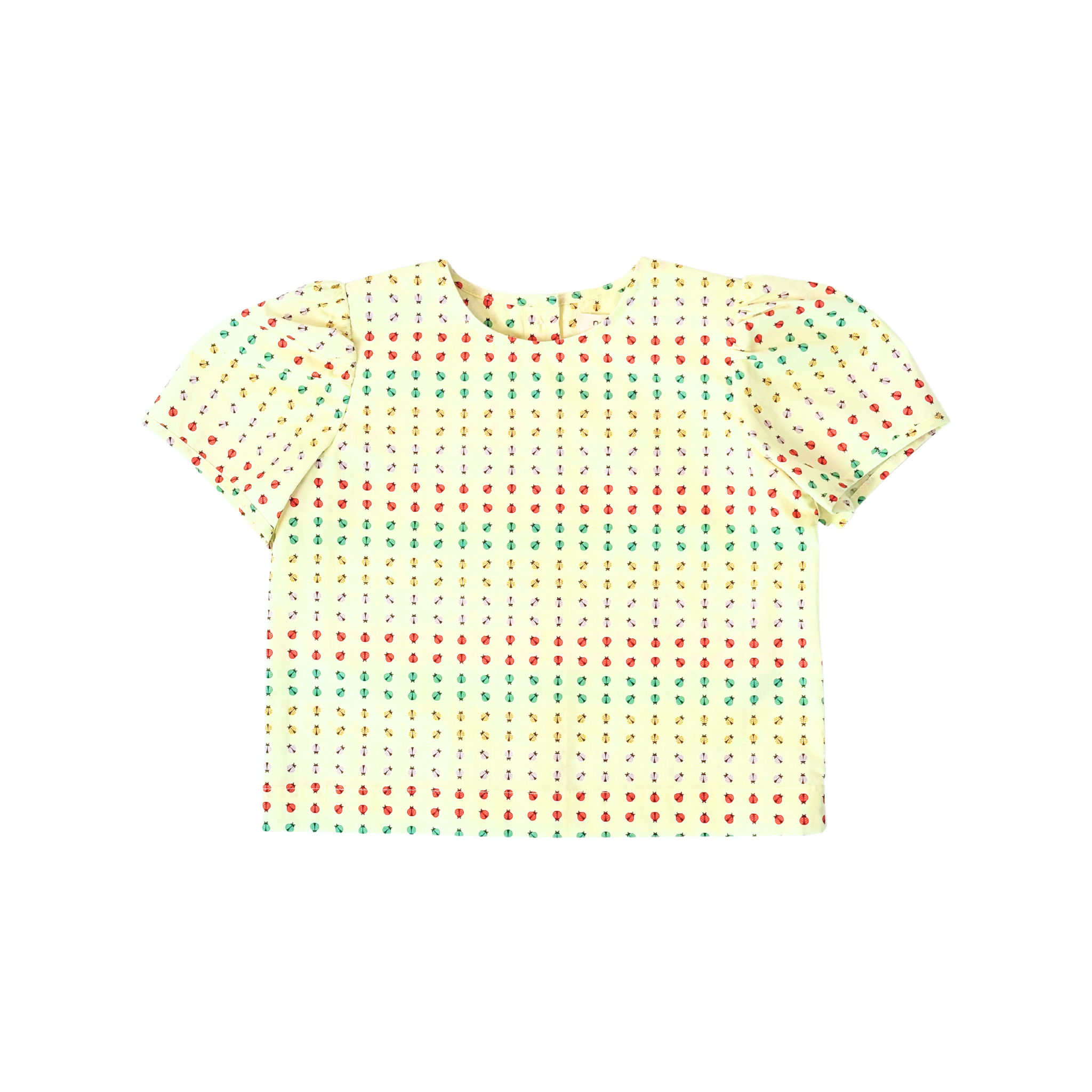 puff sleeve blouse, ladybug print