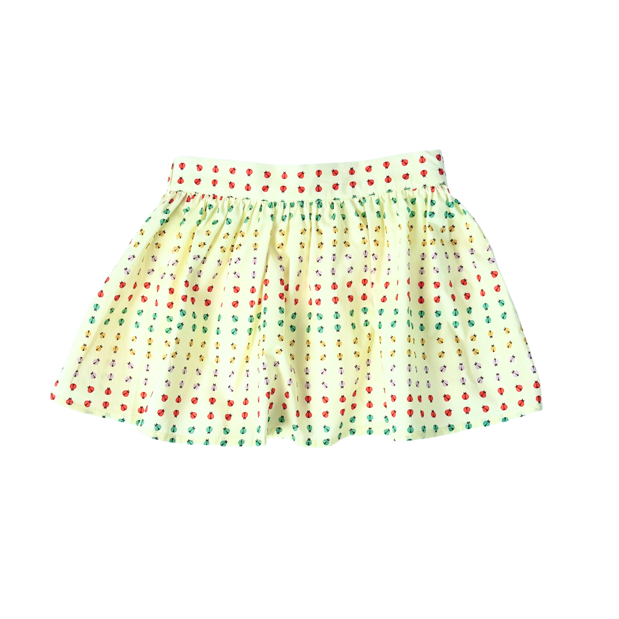 circle skirt for girls, built-in shorts, ladybug print