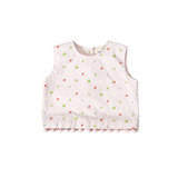 convertible top, pom poms, watermelon print