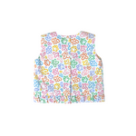 convertible top, ruffles, rainbow doodle print