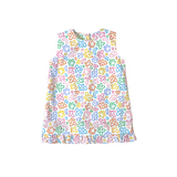 convertible dress, ruffles, rainbow doodle print