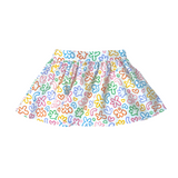 circle skirt for girls, built-in shorts, rainbow doodle print