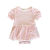 Puff Sleeve Onesie in Red Heart Stripe