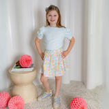 Circle Skirt in Rainbow Doodle