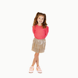 Long Sleeve Puff Sleeve Tee in Red & White Heart Stripe