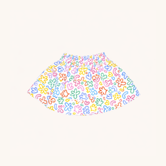 Ruffle Skirt in Rainbow Doodle