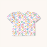 Puff Sleeve Blouse in Rainbow Doodle