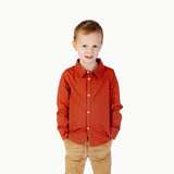 Boys' Button Down in Red Dino