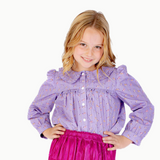 Ruffle Trim Blouse in Purple Carousel