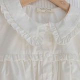 Ruffle Trim Blouse in White