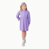 Pima Cotton Ruffle Dress in Purple Carousel