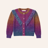 Fringe Cardigan in Dark Rainbow