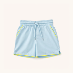 Boys' Drawstring Shorts in Light Blue w/Sulphur Trim