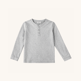 Boys' Long Sleeve Henley in Heather Gray