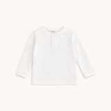 Boys' Long Sleeve Henley in White