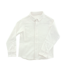 Boys' Knit Button Down in White