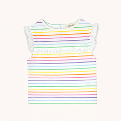 Eyelet Lace Tank in Rainbow Heart Stripe