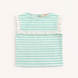 Eyelet Lace Tank in Green Floral Stripe