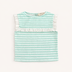 Eyelet Lace Tank in Green Floral Stripe