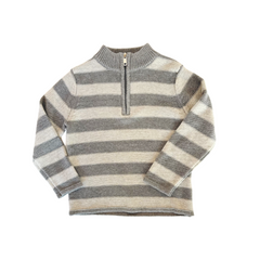 Boys' Half Zip Sweater in Gray Stripe