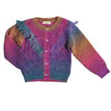 Fringe Cardigan in Dark Rainbow