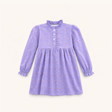 Pima Cotton Ruffle Dress in Purple Carousel