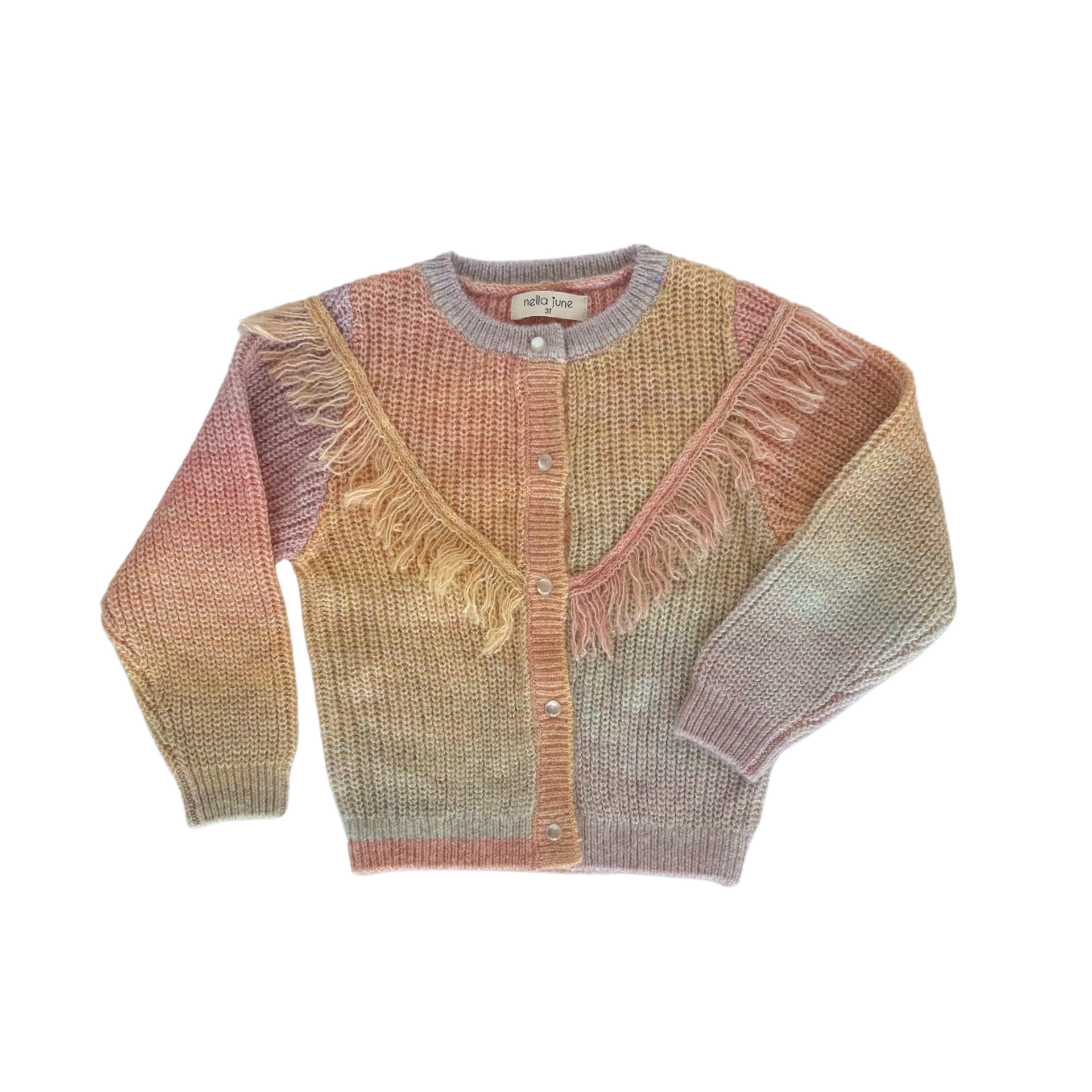 Fringe Cardigan in Light Rainbow – Nella June