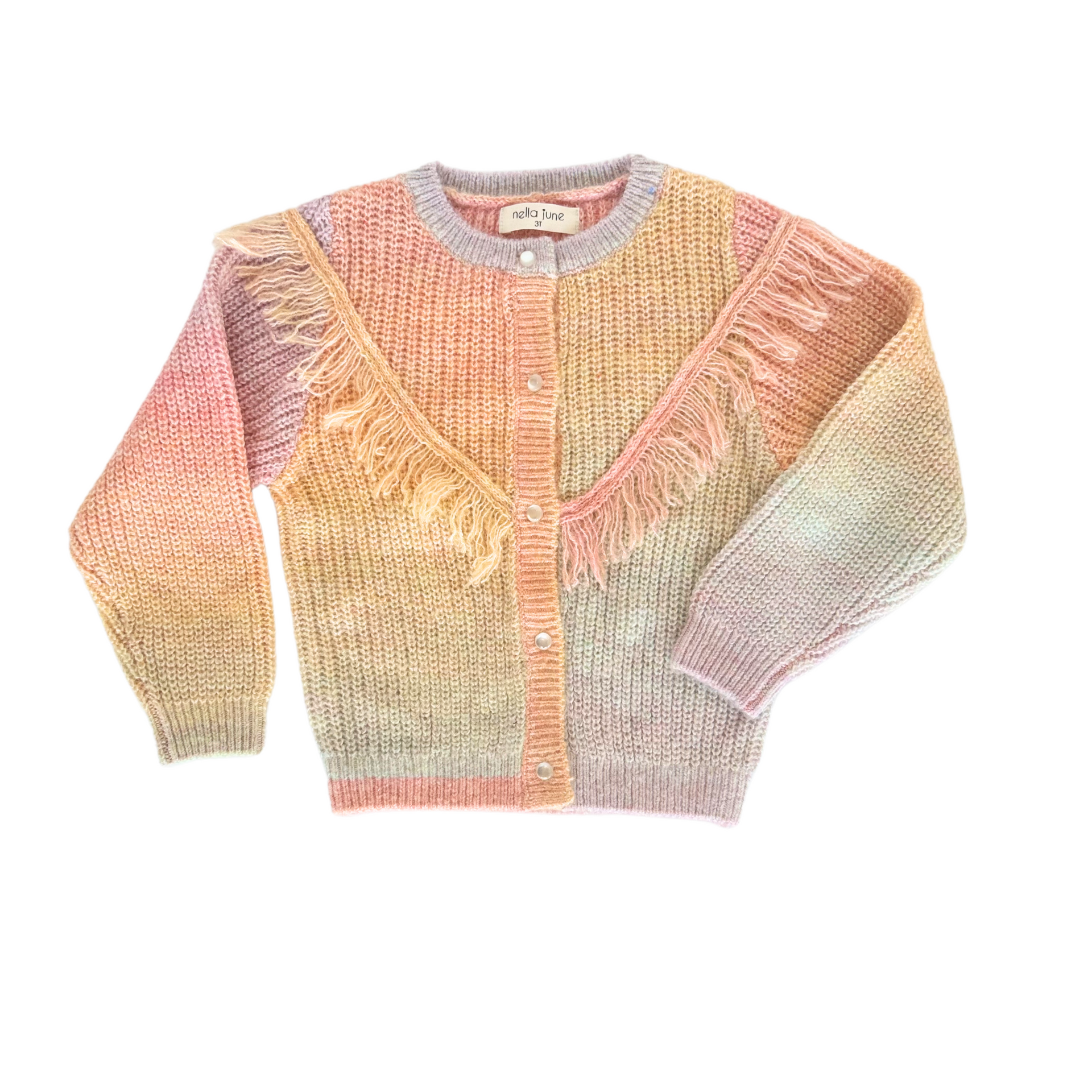 Fringe Cardigan in Light Rainbow - Main Image