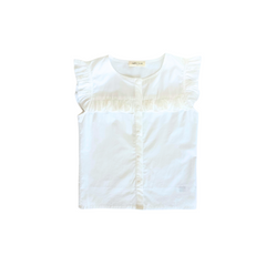 Ruffle Button Down Tank in White
