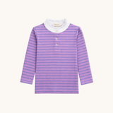 Lace Trim Long Sleeve Tee in Purple Floral Stripe