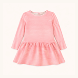 Long Sleeve Tennis Dress in Pink & Red Heart Stripe