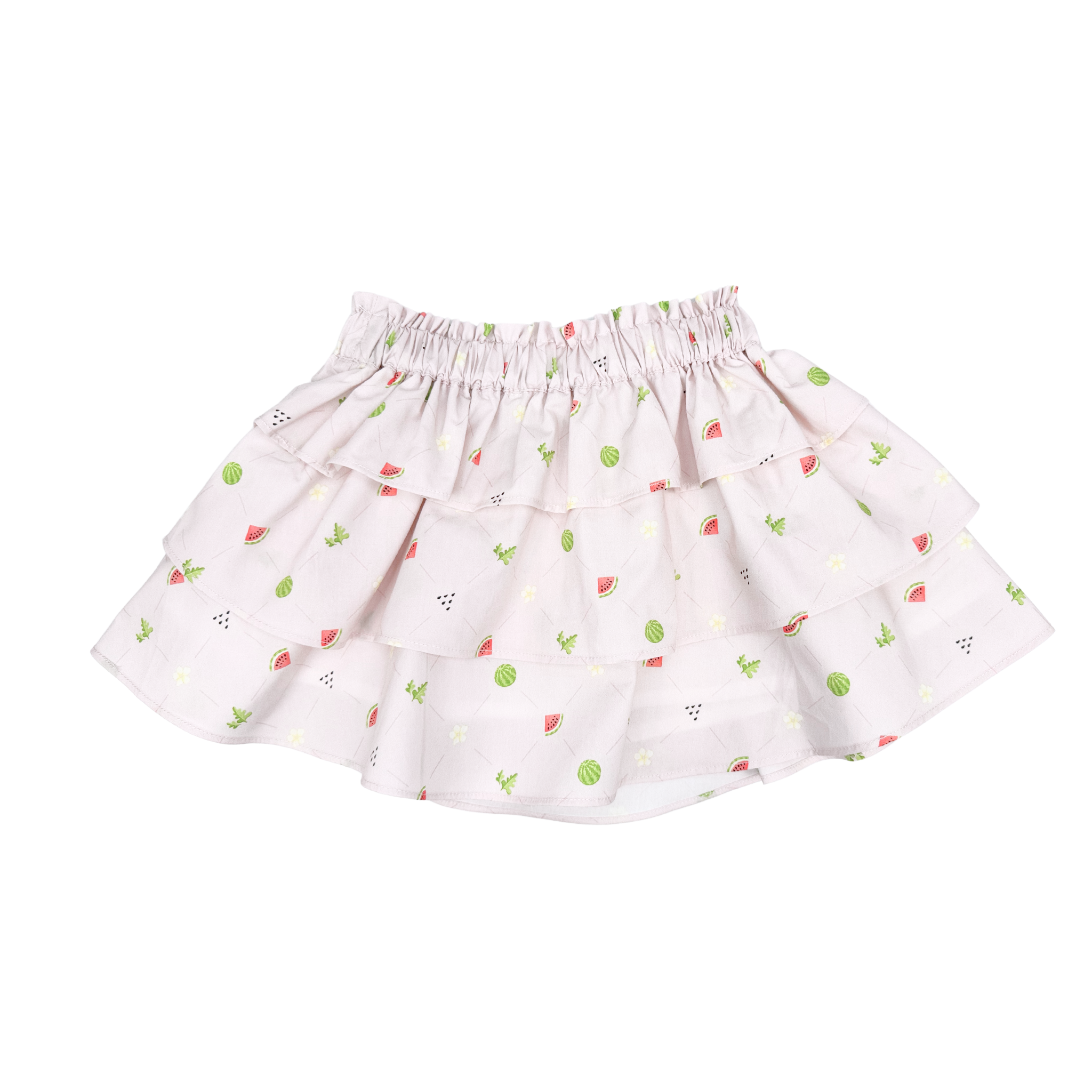 triple ruffle skirt, watermelon print