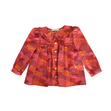 Ruffle Trim Blouse in Red Floral