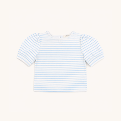 Puff Sleeve Tee in Blue Heart Stripe