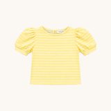 Puff Sleeve Tee in Yellow Floral Stripe