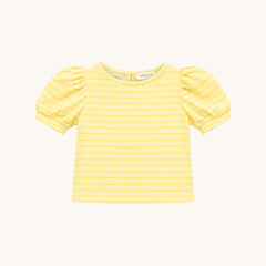 Puff Sleeve Tee in Yellow Floral Stripe