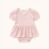 Puff Sleeve Onesie in Red Heart Stripe