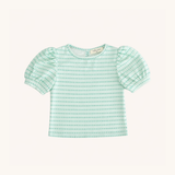 Puff Sleeve Tee in Green Floral Stripe