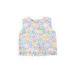 convertible top, ruffles, rainbow doodle print